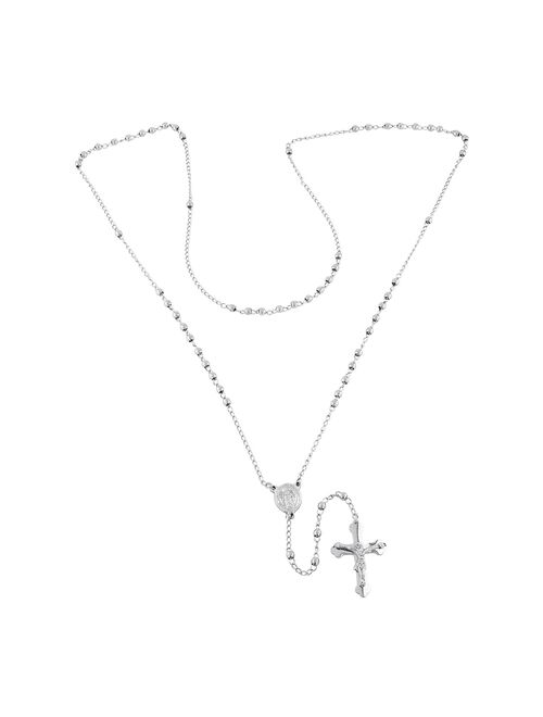 Steel Nation Stainless Steel Rosary Necklace