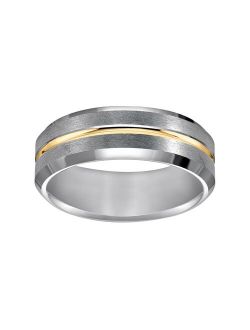 Lovemark Tungsten Carbide and Yellow Ion-Plated Tungsten Carbide Men's Wedding Band