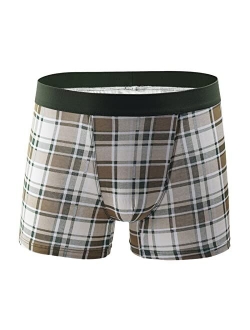 WOCACHI Men's Boxer Briefs Underwear Classic Checked Low Rise Trunks with Pouch No Ride-up Stretch Underpants Shorts