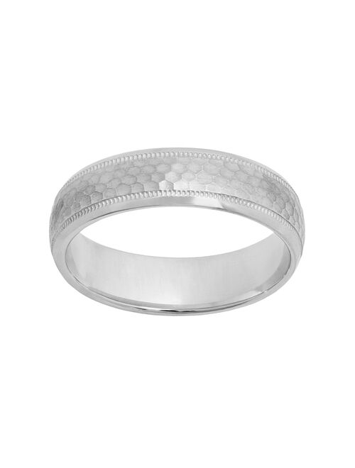 Sterling Silver Hammered Wedding Band - Men