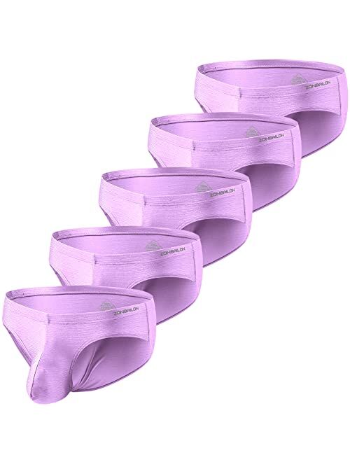 Zonbailon Men's Sexy Bulge Enhancing Briefs Underwear Low Rise Big Ball Pouch Ice Silk Tagless Flex Stretchy Briefs Pack