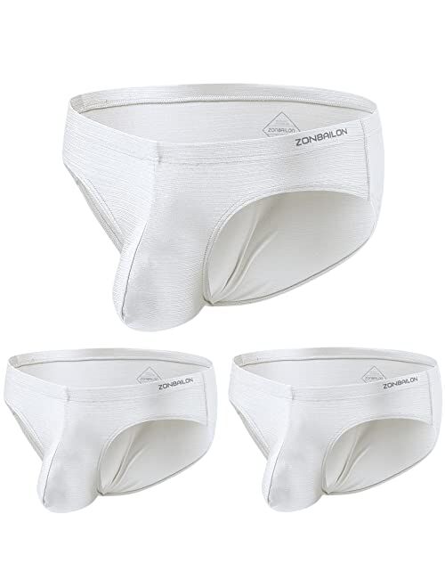 Buy Zonbailon Mens Sexy Bulge Enhancing Briefs Underwear Low Rise Big Ball Pouch Ice Silk 3369