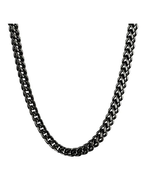 LYNX Black Ion-Plated Stainless Steel Foxtail Chain Necklace - 22 in. - Men