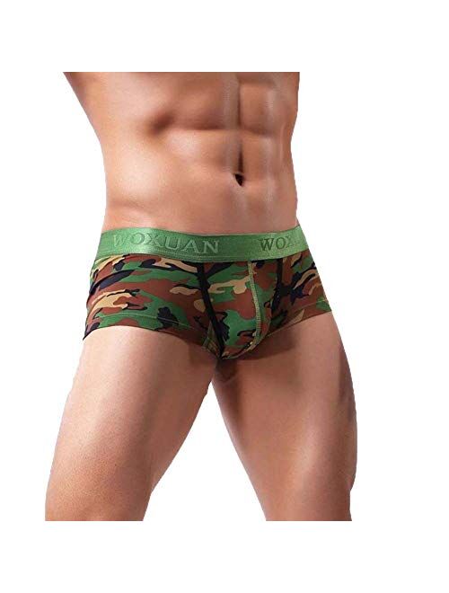 HONGJ Camo Boxer Briefs for Mens, Camouflage Printed Underpants Breathable Shorts Pouch Soft Trunk Underwear