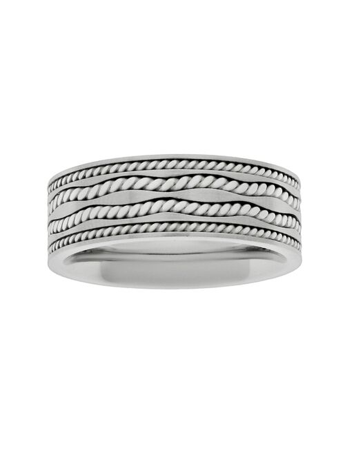 LYNX Sterling Silver & Stainless Steel Twist Band- Men