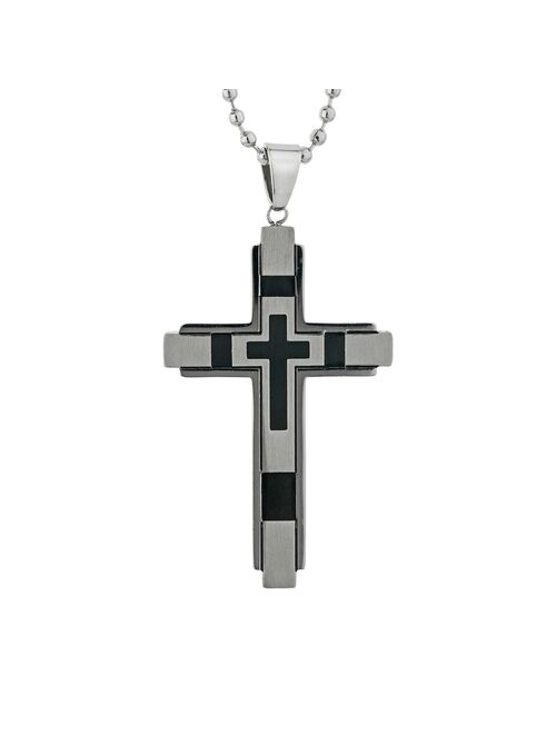 LYNX Stainless Steel Resin Cross Pendant Necklace - Men