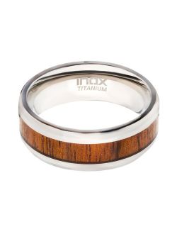 Men's Wood Inlayed Titanium Ring