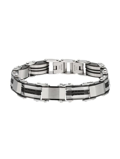 Two Tone Stainless Steel Reversible Men's Bracelet