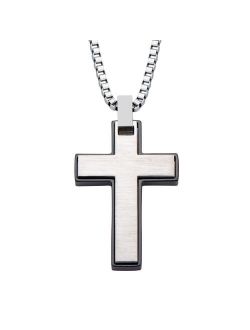 Men's Black Stainless Steel Cross Pendant Necklace