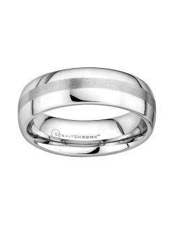 Cobalt Chrome Brushed Stripe Wedding Band - Men