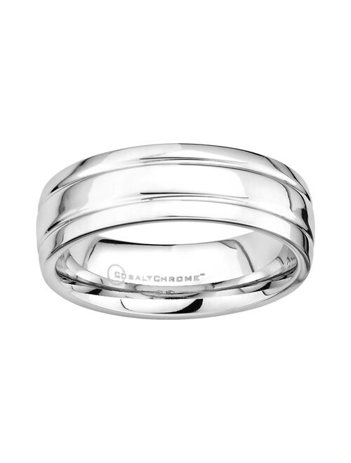 Cobalt Chrome Double Groove Wedding Band - Men