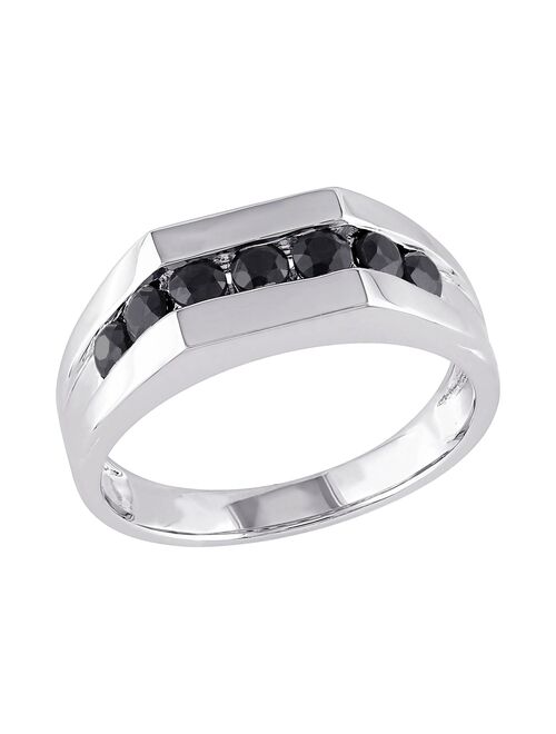 Stella Grace Sterling Silver Black Sapphire Men's Ring