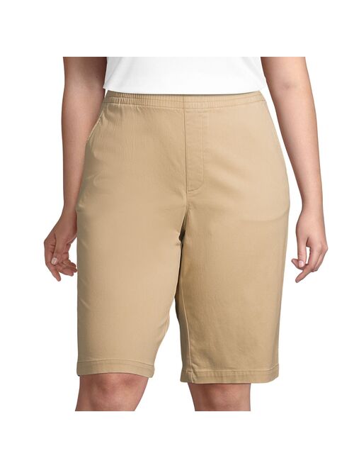 Plus Size Lands' End Midrise Pull-On Twill Bermuda Shorts