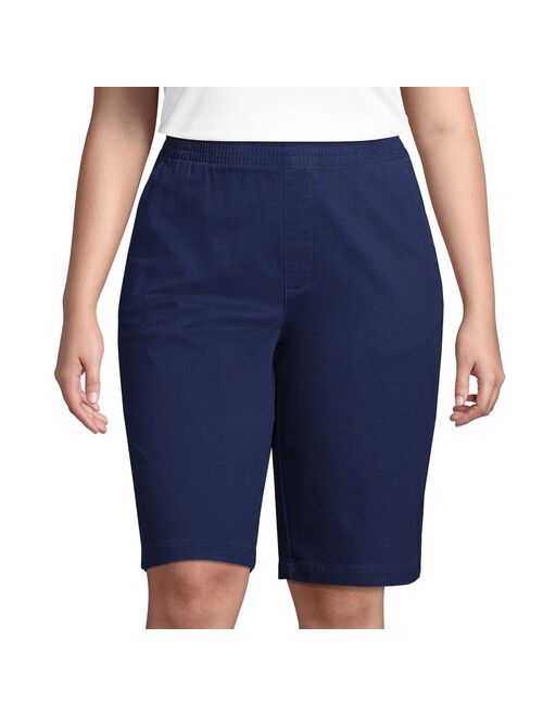 Plus Size Lands' End Midrise Pull-On Twill Bermuda Shorts