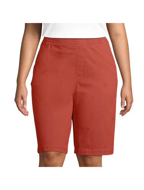 Plus Size Lands' End Midrise Pull-On Twill Bermuda Shorts