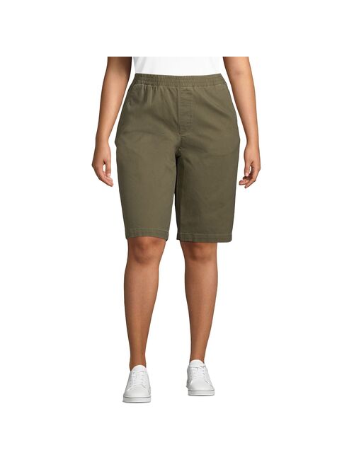 Plus Size Lands' End Midrise Pull-On Twill Bermuda Shorts