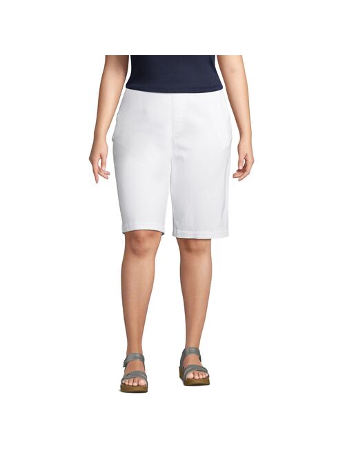 Plus Size Lands' End Midrise Pull-On Twill Bermuda Shorts