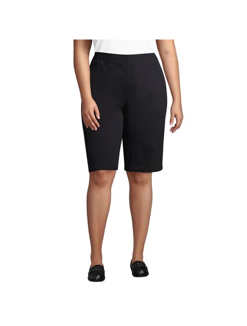 Plus Size Lands' End Midrise Pull-On Twill Bermuda Shorts