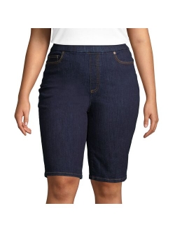 Plus Size Lands' End High Rise Pull-On Bermuda Jean Shorts