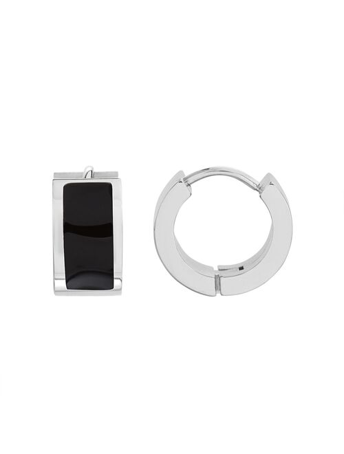 1913 Two Tone Stainless Steel Huggie Hoop Earrings