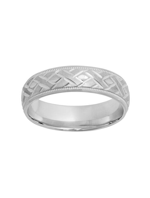 Sterling Silver Basket Weave Wedding Band - Men