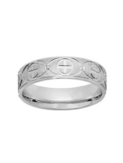 Sterling Silver Textured Cross Wedding Band - Men