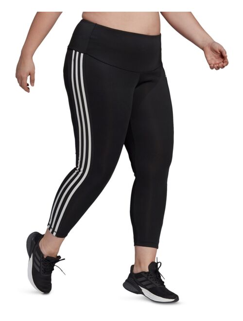 adidas Plus-Size Designed 2 Move High-Rise 3-Stripes 7/8 Sport Tights