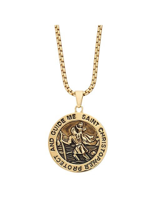 Men's Stainless Steel "Saint Christopher Protect and Guide Me" Pendant