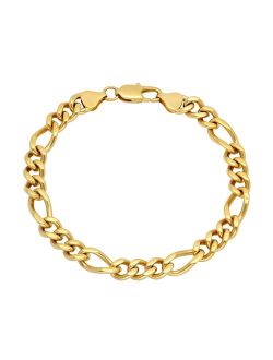 Steel Nation Men's Gold-Tone Stainless Steel Figaro Link Chain Bracelet