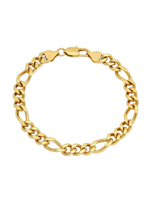 Steel Nation Men's Gold-Tone Stainless Steel Figaro Link Chain Bracelet