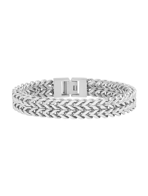 Steel Nation Men's Stainless Steel Double Row Franco Link Chain Bracelet