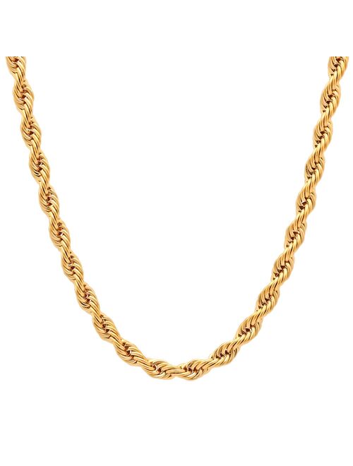 Steel Nation Men's Gold Tone Ion-Plated Rope Link Chain Necklace