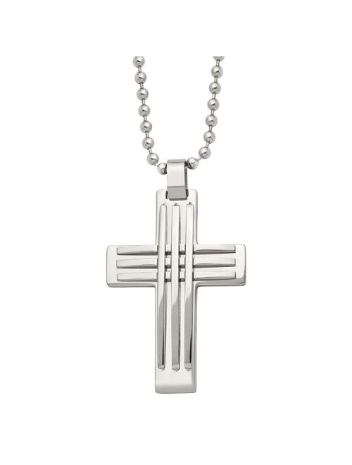 Men's Stainless Steel Polished Cross Pendant Necklace