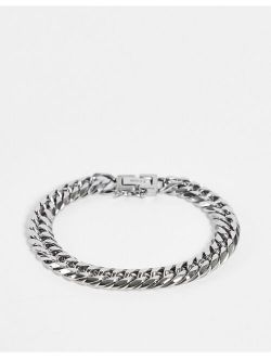 Icon Brand stainless steel rectangle clasp bracelet in silver