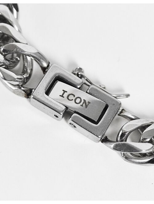 Icon Brand stainless steel rectangle clasp bracelet in silver