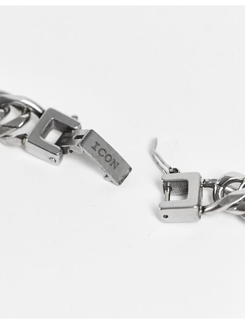 Icon Brand stainless steel rectangle clasp bracelet in silver