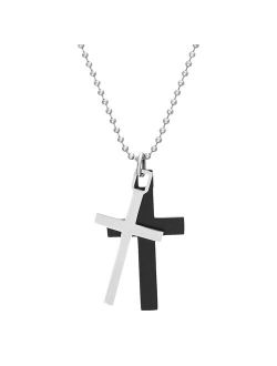 Men's 1913 Two Tone Cross Pendant Necklace