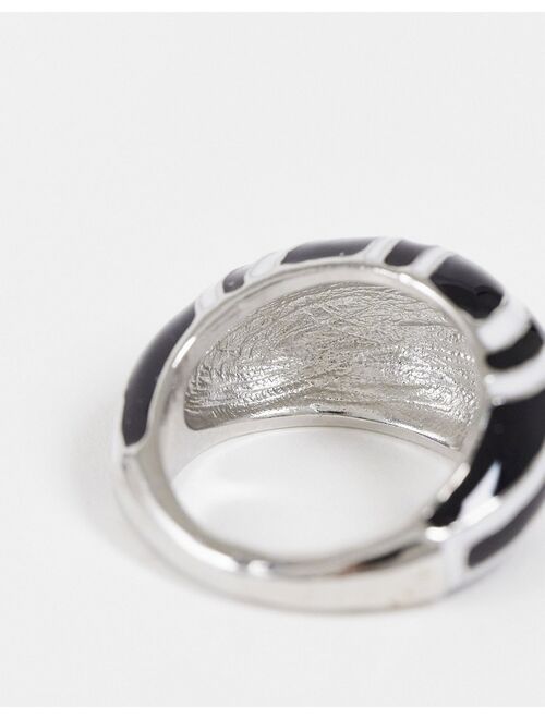 ASOS DESIGN dome ring with Union Jack in monochrome