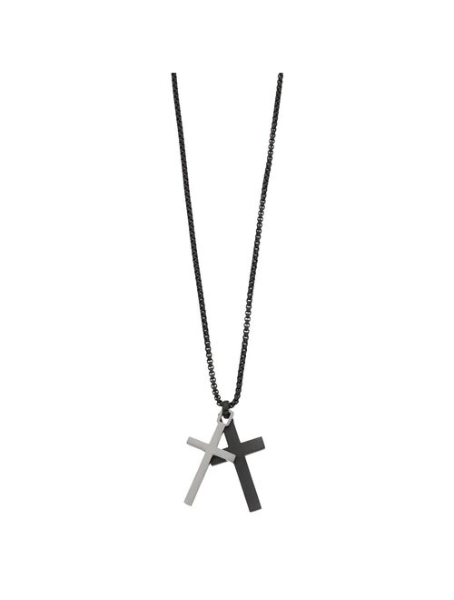 Men's Stainless Steel Black Ion Plated Cross Pendant Necklace