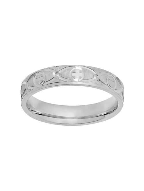 Sterling Silver Textured Cross Wedding Ring