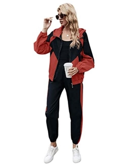 Women's 2 Piece Outfits Long Sleeve Full Zip Jacket and Pants Tracksuit Set