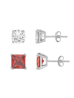 1913 Stainless Steel Cubic Zirconia Stud Earring Set