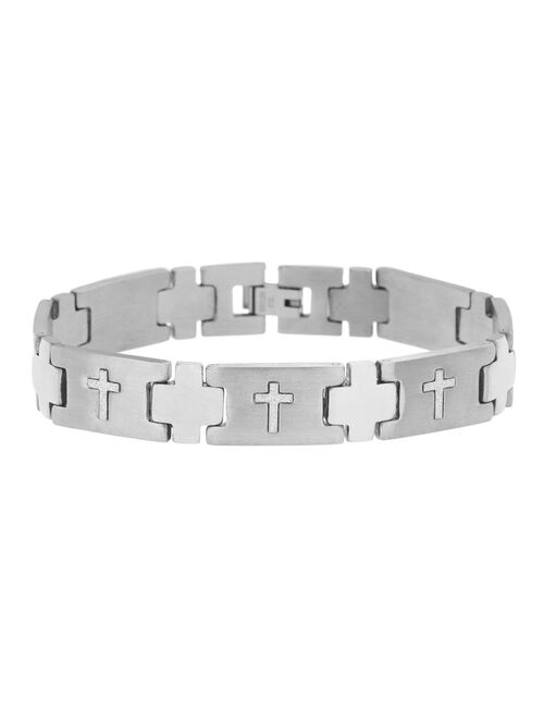 Men's 1913 Stainless Steel Bracelet with Glitter Crosses