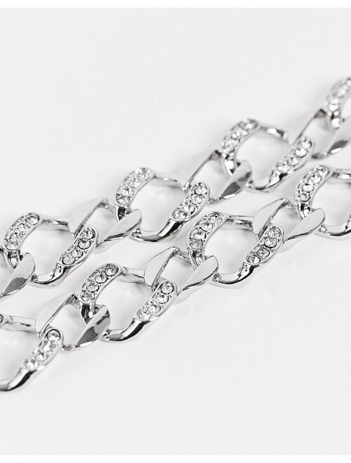 ASOS DESIGN chunky neckchain with crystals in silver tone