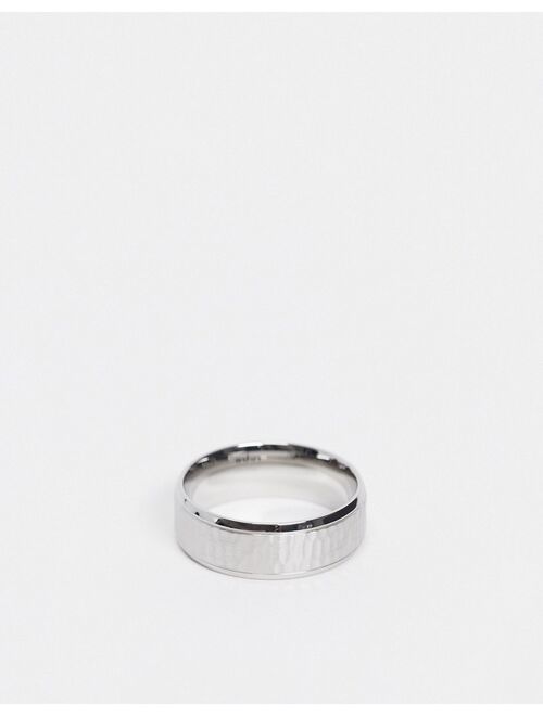 Icon Brand hammered stainless steel band ring in silver