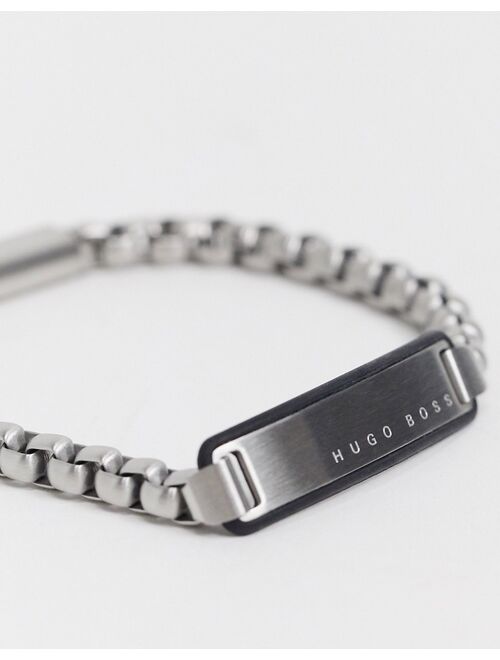 Hugo Boss Boss chain bracelet with ID tag in silver