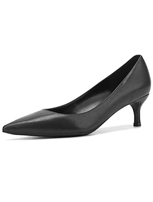 Camssoo Women's Classic Low Kitten Heels Pumps Slip On Closed Pointed Toe Office Work Dress Bridal Shoes