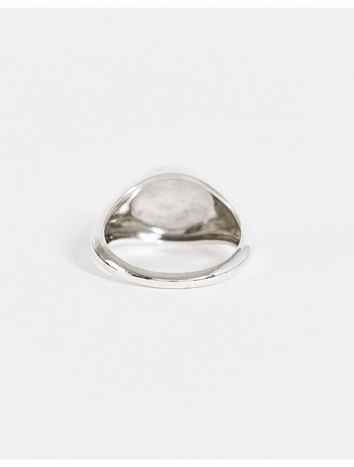 ASOS DESIGN sterling silver signet ring with moon craters in burnished silver