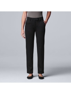 High-Waisted Slim Straight Trouser Pants