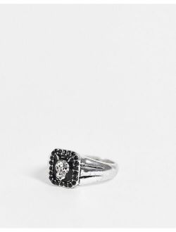 Chained & Able prince black stone ring in silver